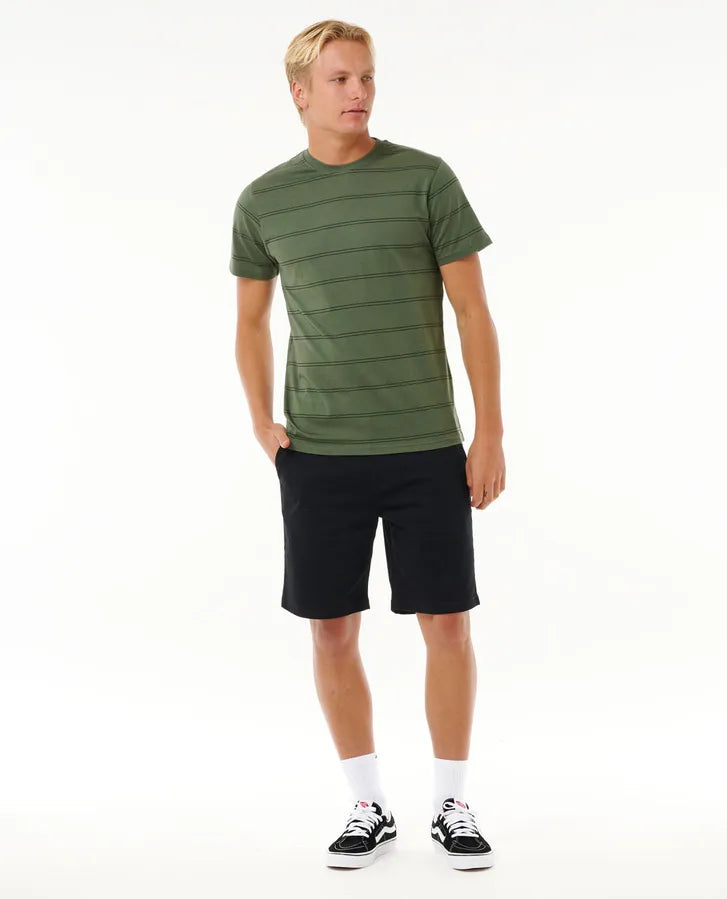 PLAIN STRIPE TEE - DARK OLIVE