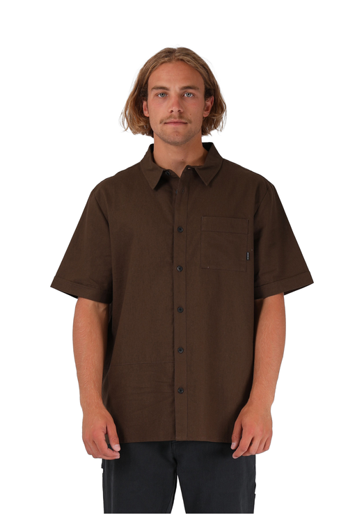 Linen S/S Shirt - Chocolate