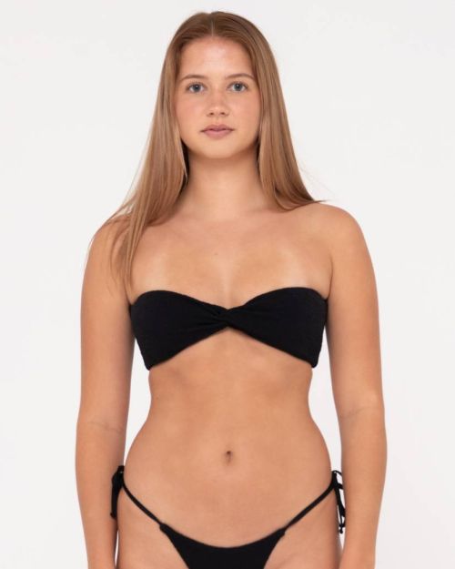 SANDALWOOD TWIST BANDEAU BIKINI TOP -BLACK