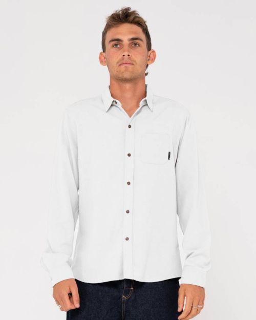 OVERTONE LONG SLEEVE LINEN SHIRT - WHITE