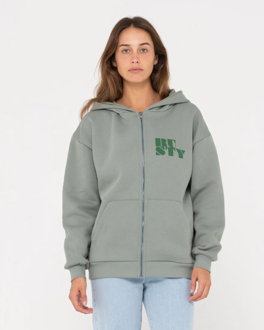 RUSTY CODE OVERSIZE ZIP HOODED FLEECE