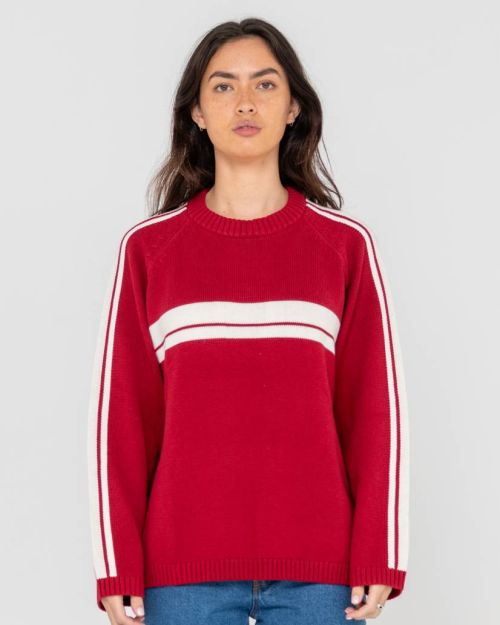 WHITE LINES LONG SLEEVE CREW NECK KNIT